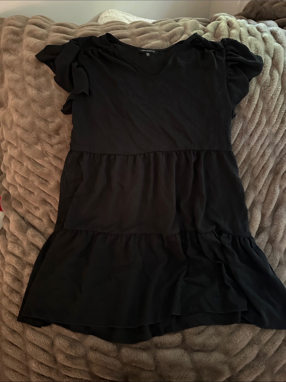 Express Black Tiered Ruffle Sleeve Mini Dress